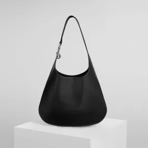BEAN BAG | black leather with silver