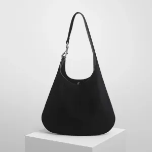 BEAN BAG | black suede with silver