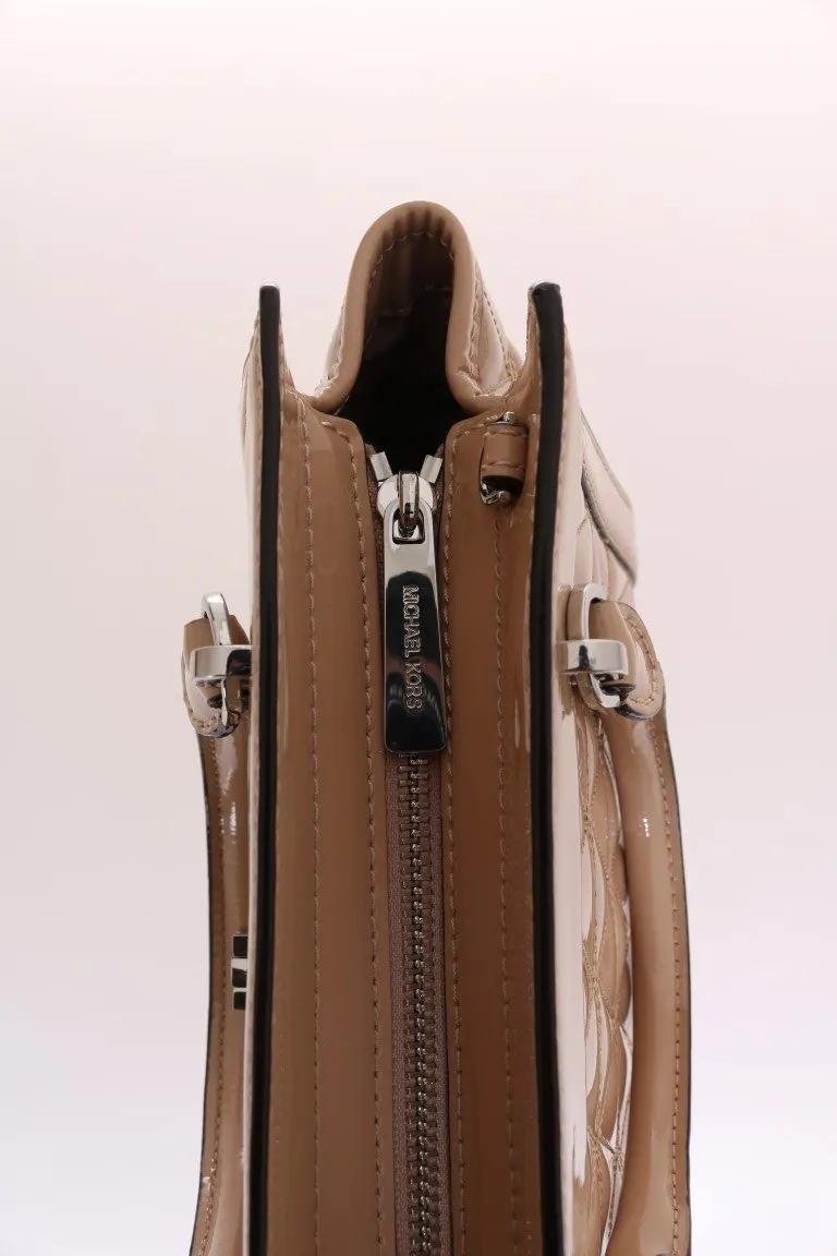 Beige VIVIANNE Patent Messenger Bag