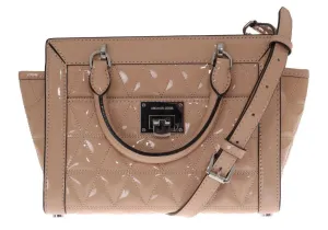 Beige VIVIANNE Patent Messenger Bag