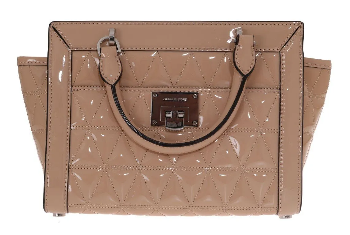 Beige VIVIANNE Patent Messenger Bag