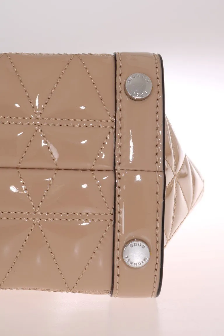 Beige VIVIANNE Patent Messenger Bag