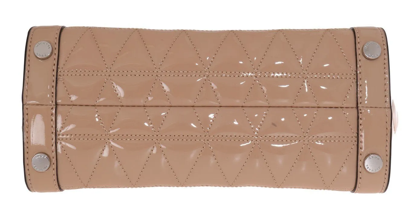 Beige VIVIANNE Patent Messenger Bag
