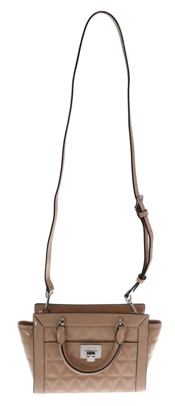 Beige VIVIANNE Patent Messenger Bag