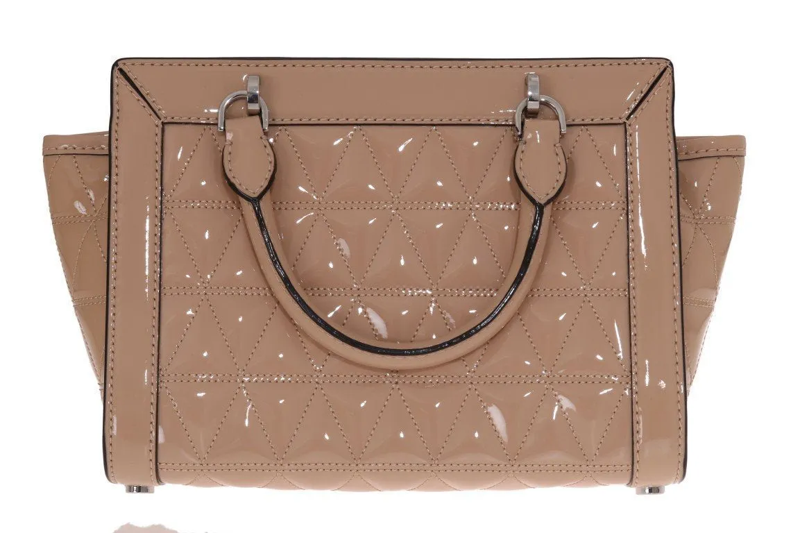 Beige VIVIANNE Patent Messenger Bag