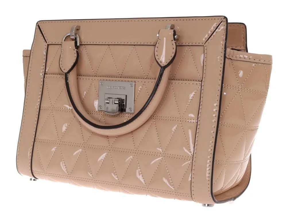 Beige VIVIANNE Patent Messenger Bag