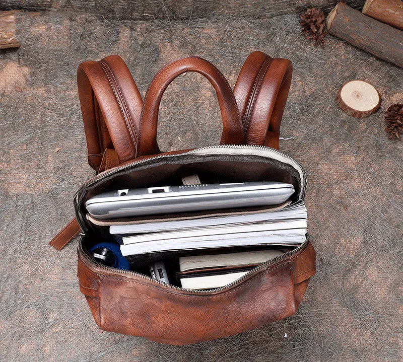Best Minimalist Leather Rucksack Bag Womens Vintage School Backpacks Leather Backpack Purse