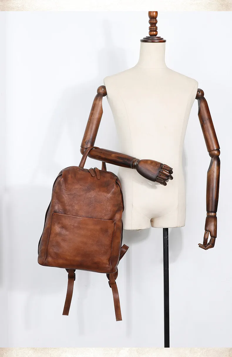 Best Minimalist Leather Rucksack Bag Womens Vintage School Backpacks Leather Backpack Purse
