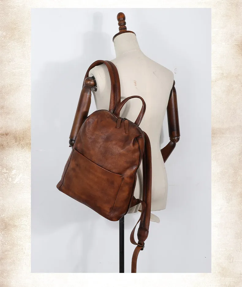 Best Minimalist Leather Rucksack Bag Womens Vintage School Backpacks Leather Backpack Purse