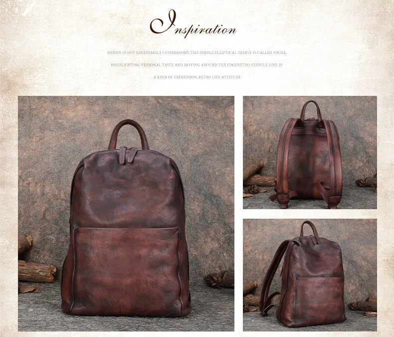 Best Minimalist Leather Rucksack Bag Womens Vintage School Backpacks Leather Backpack Purse