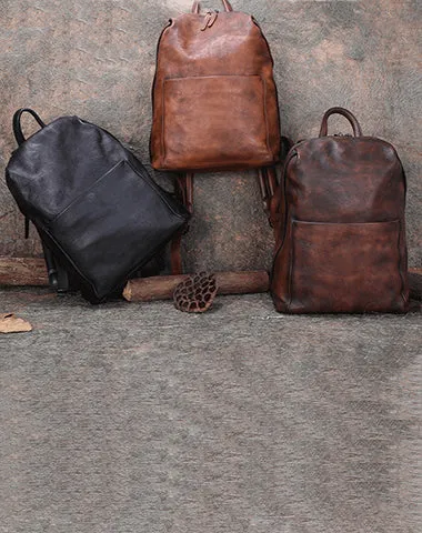 Best Minimalist Leather Rucksack Bag Womens Vintage School Backpacks Leather Backpack Purse