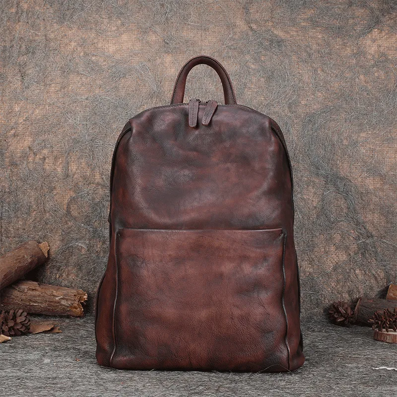 Best Minimalist Leather Rucksack Bag Womens Vintage School Backpacks Leather Backpack Purse