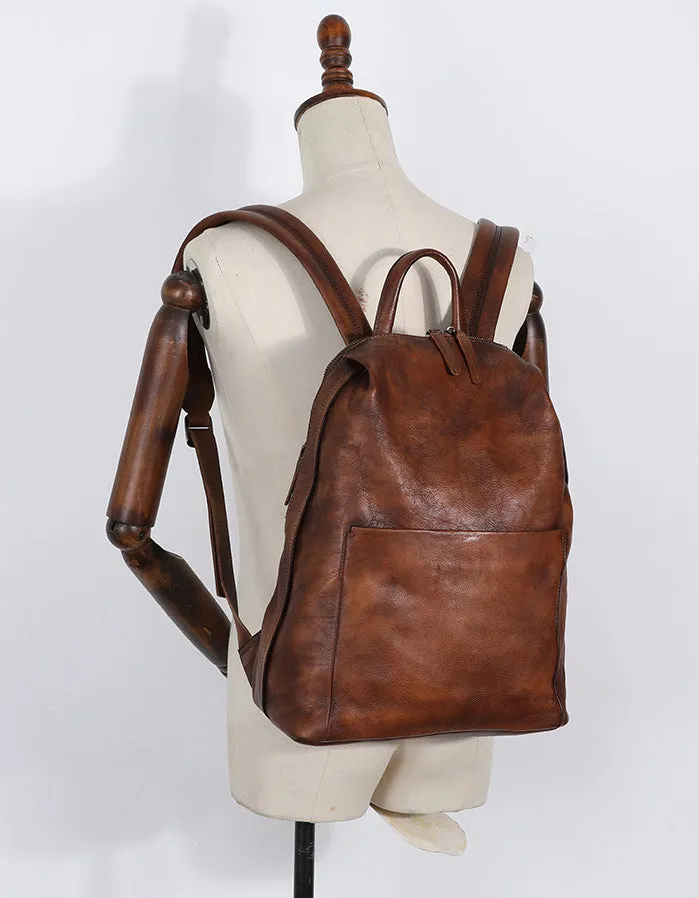 Best Minimalist Leather Rucksack Bag Womens Vintage School Backpacks Leather Backpack Purse
