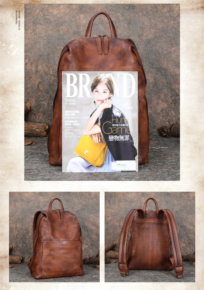 Best Minimalist Leather Rucksack Bag Womens Vintage School Backpacks Leather Backpack Purse