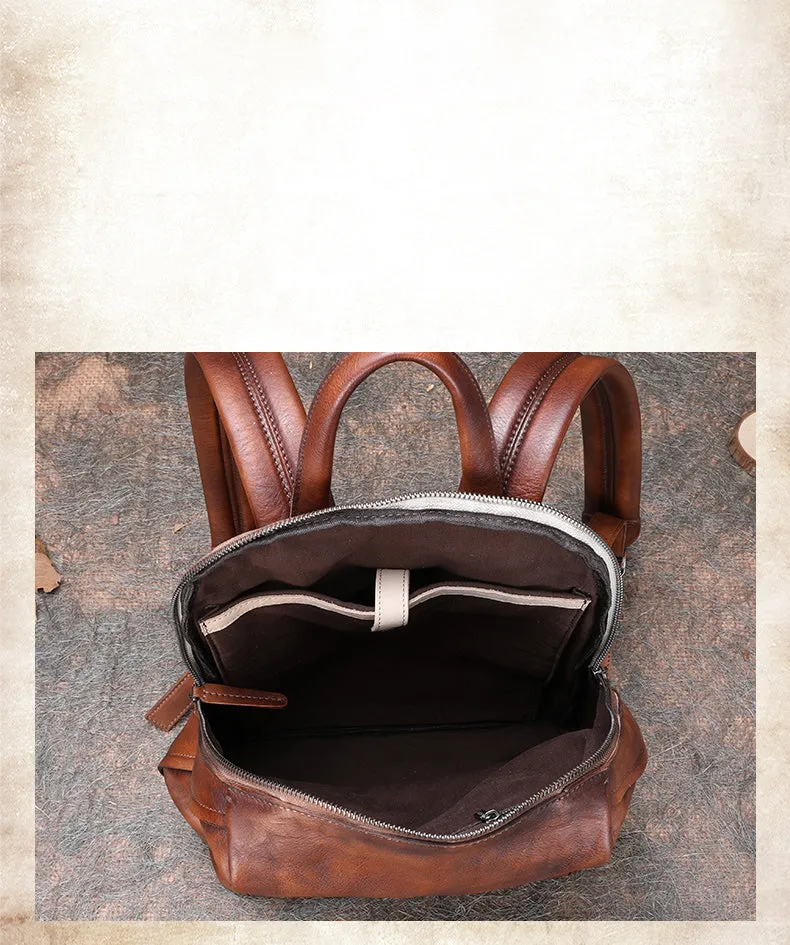 Best Minimalist Leather Rucksack Bag Womens Vintage School Backpacks Leather Backpack Purse