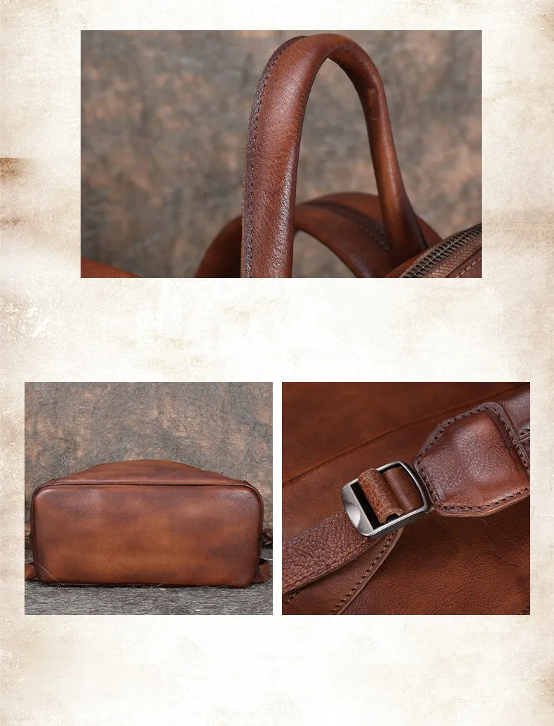 Best Minimalist Leather Rucksack Bag Womens Vintage School Backpacks Leather Backpack Purse
