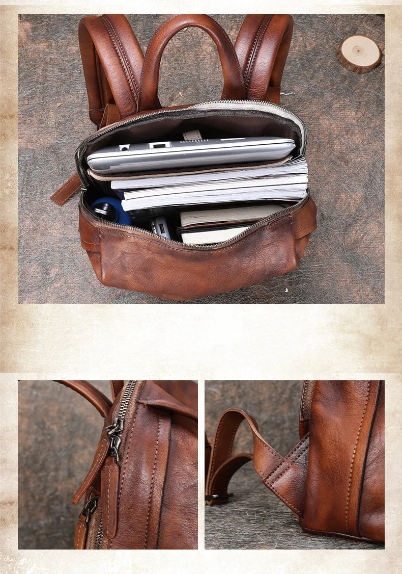 Best Minimalist Leather Rucksack Bag Womens Vintage School Backpacks Leather Backpack Purse
