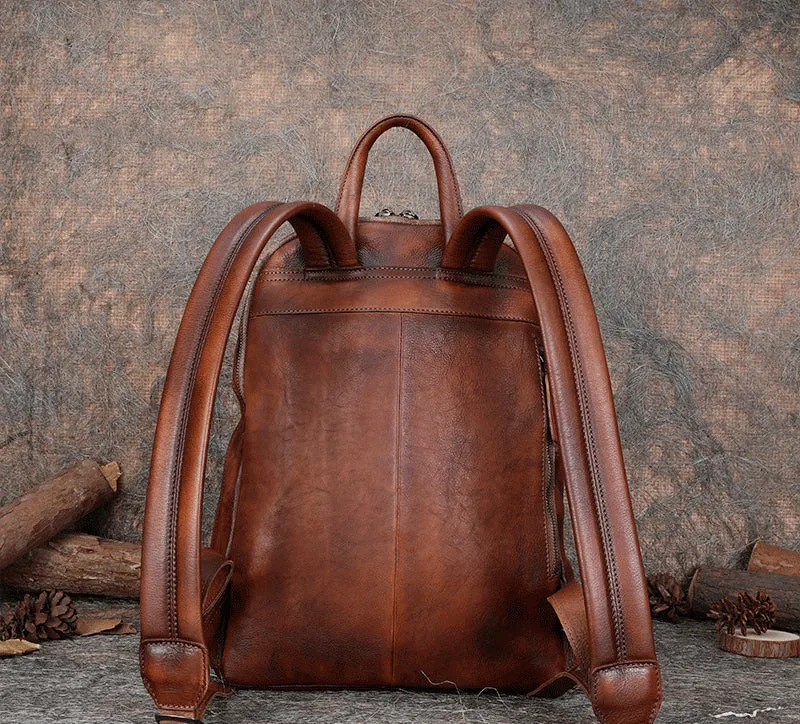 Best Minimalist Leather Rucksack Bag Womens Vintage School Backpacks Leather Backpack Purse