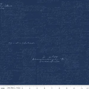 Between the Pages by Riley Blake - Manuscript Navy by the yard 3506