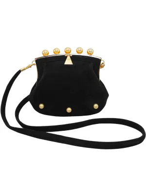 Black and Gold Suede Mini Bag