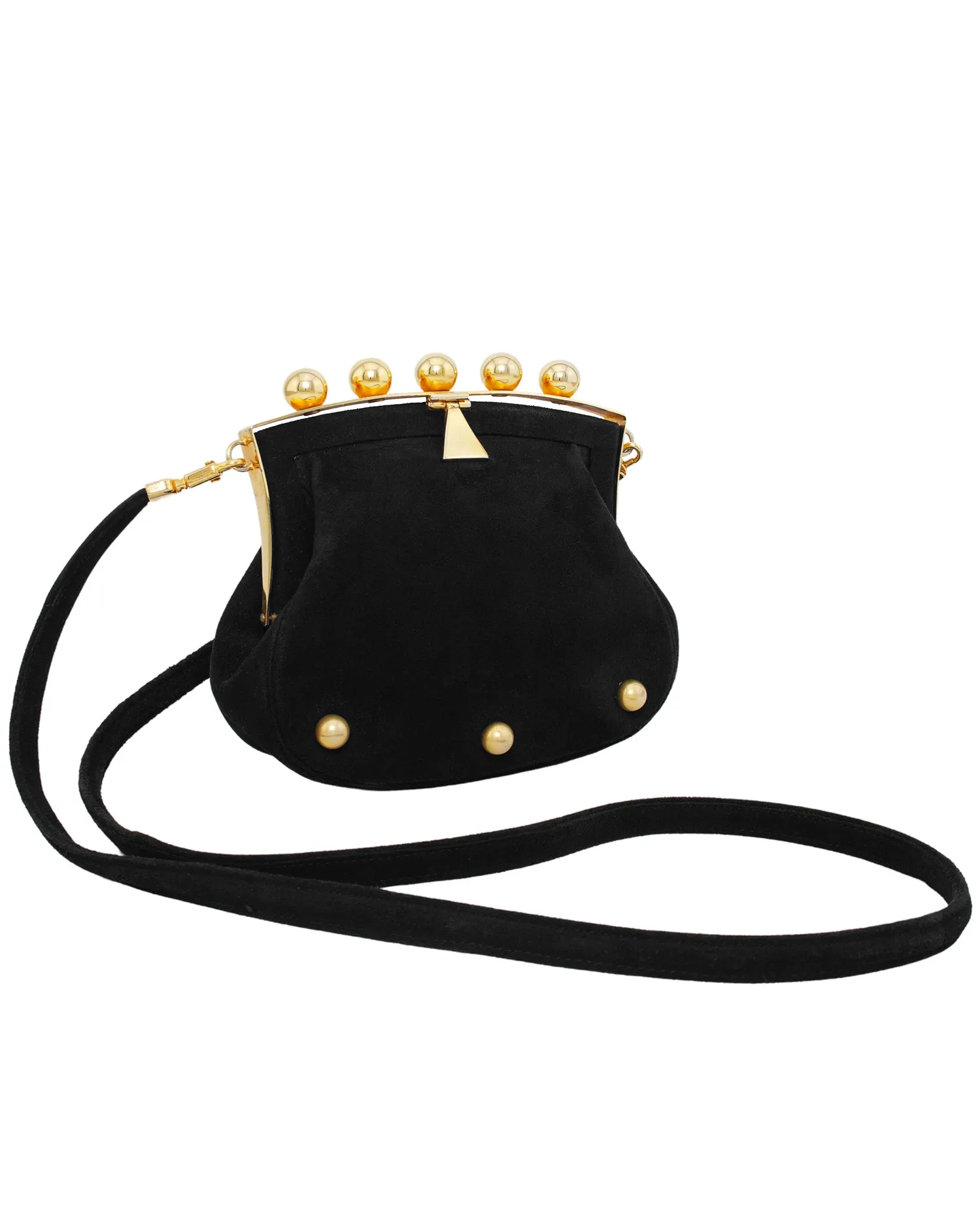 Black and Gold Suede Mini Bag