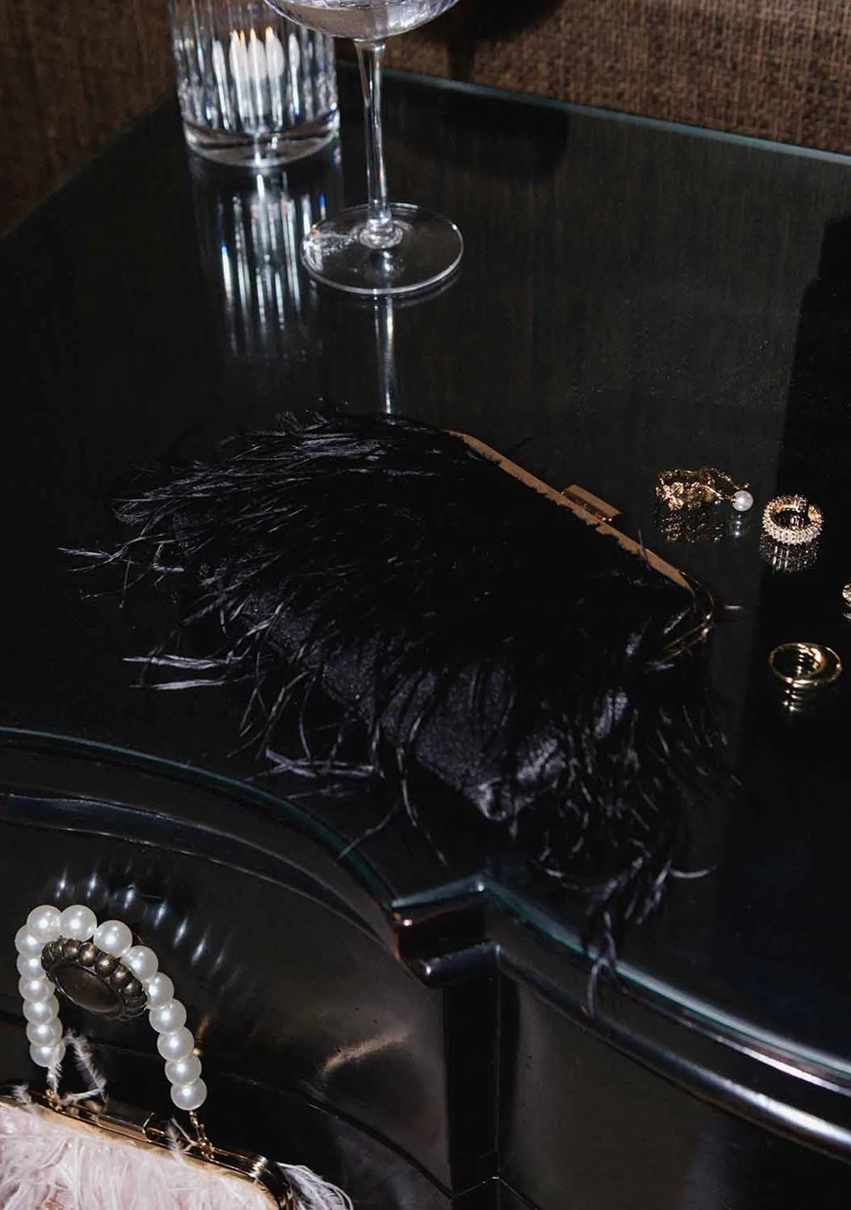 Black Feather Clutch