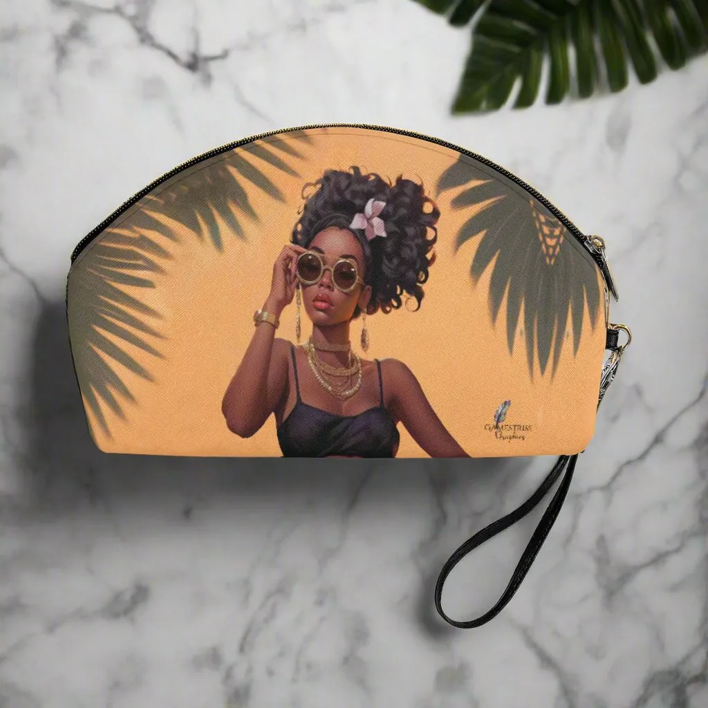 Black Lux Curved Cosmetic Bags