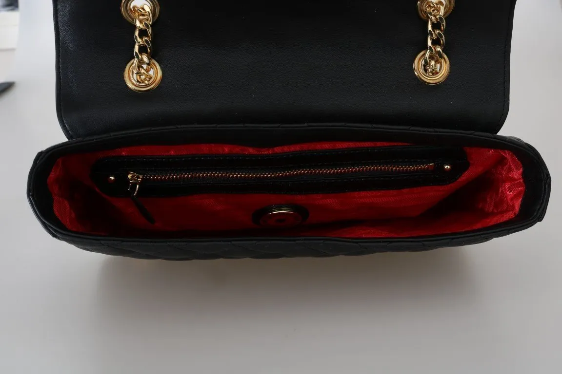 Black Quilted Faux Leather Messenger Bag
