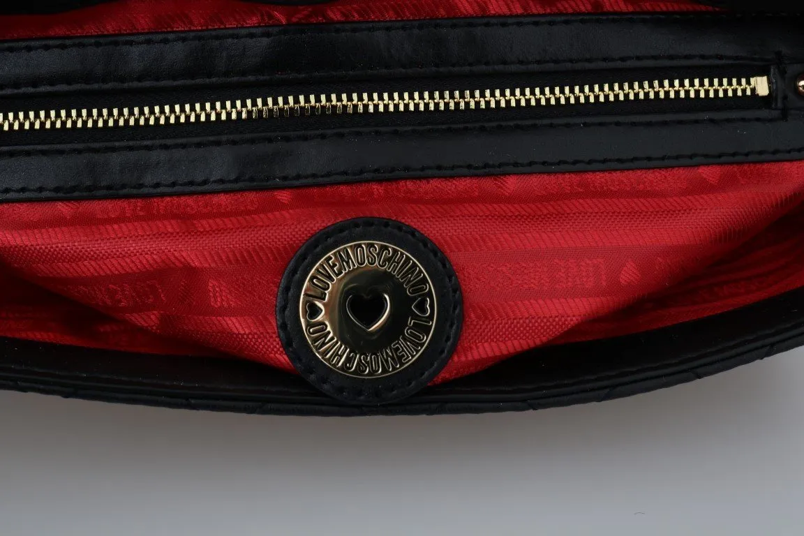 Black Quilted Faux Leather Messenger Bag