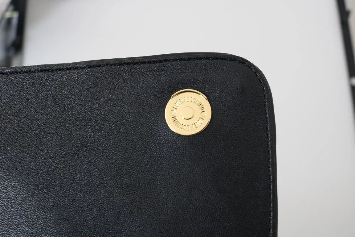 Black Quilted Faux Leather Messenger Bag