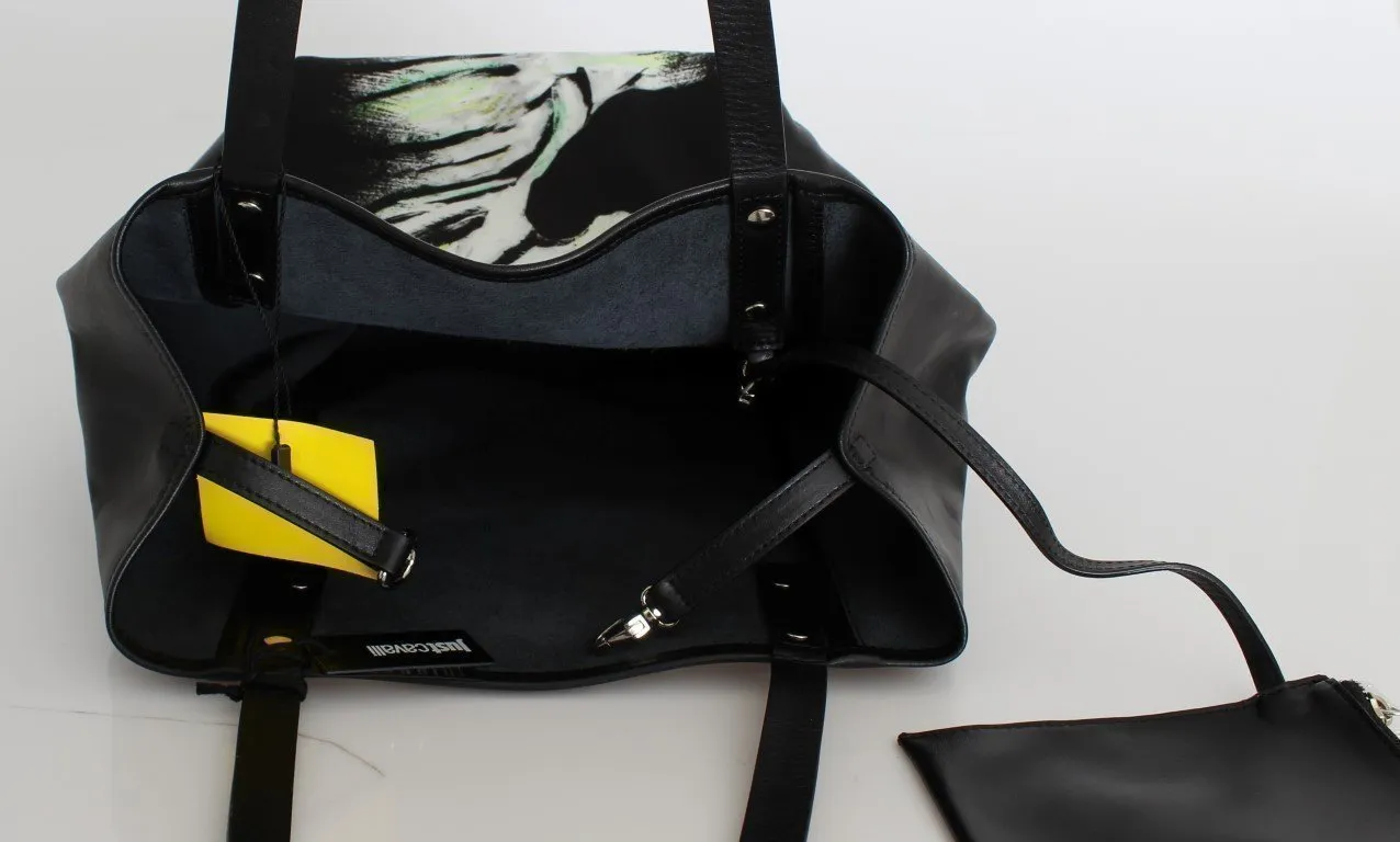 Black Tiger Print Hand Shoulder Shopping Tote Bag