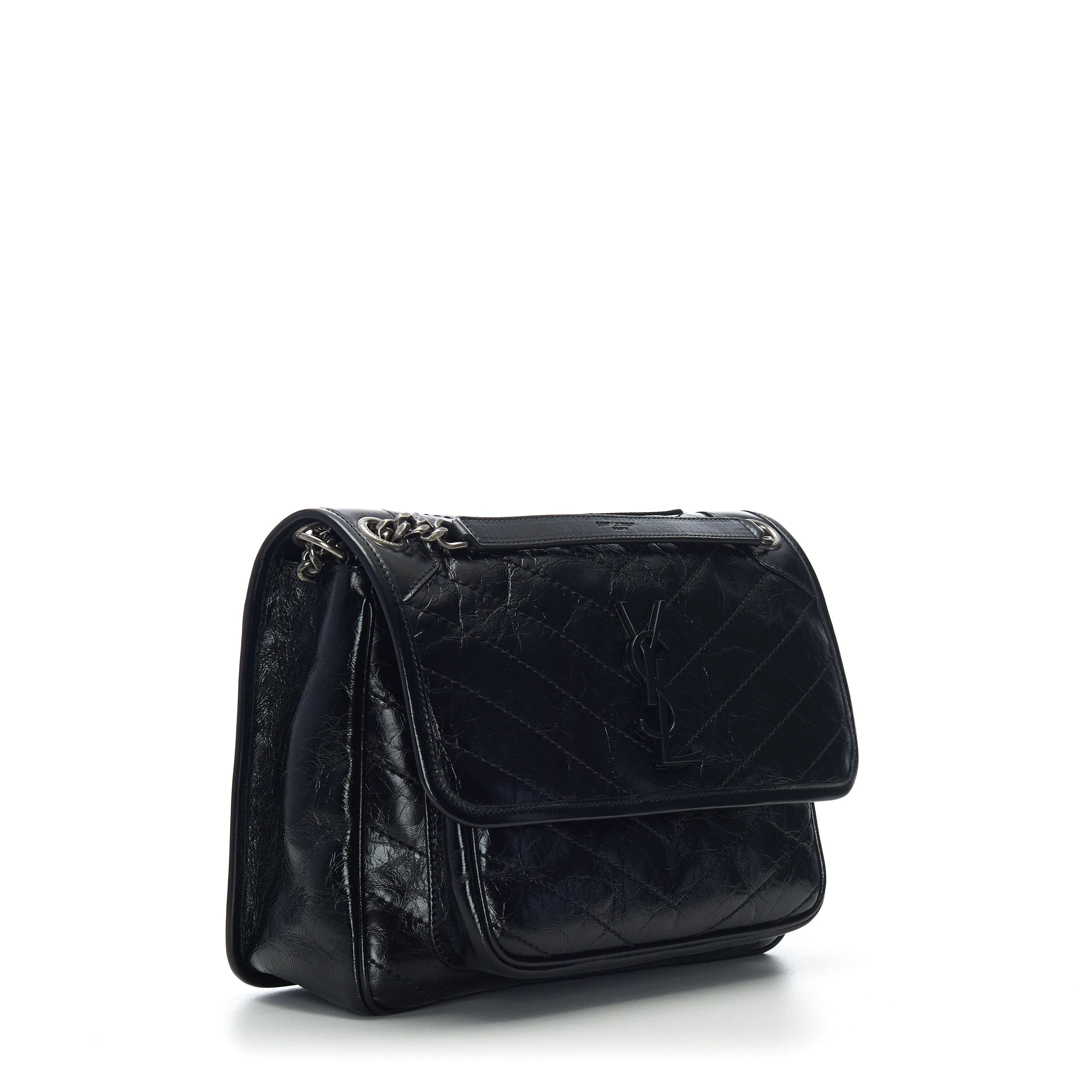 Black Vintage Leather Niki Bag - Medium, Chain Strap, YSL