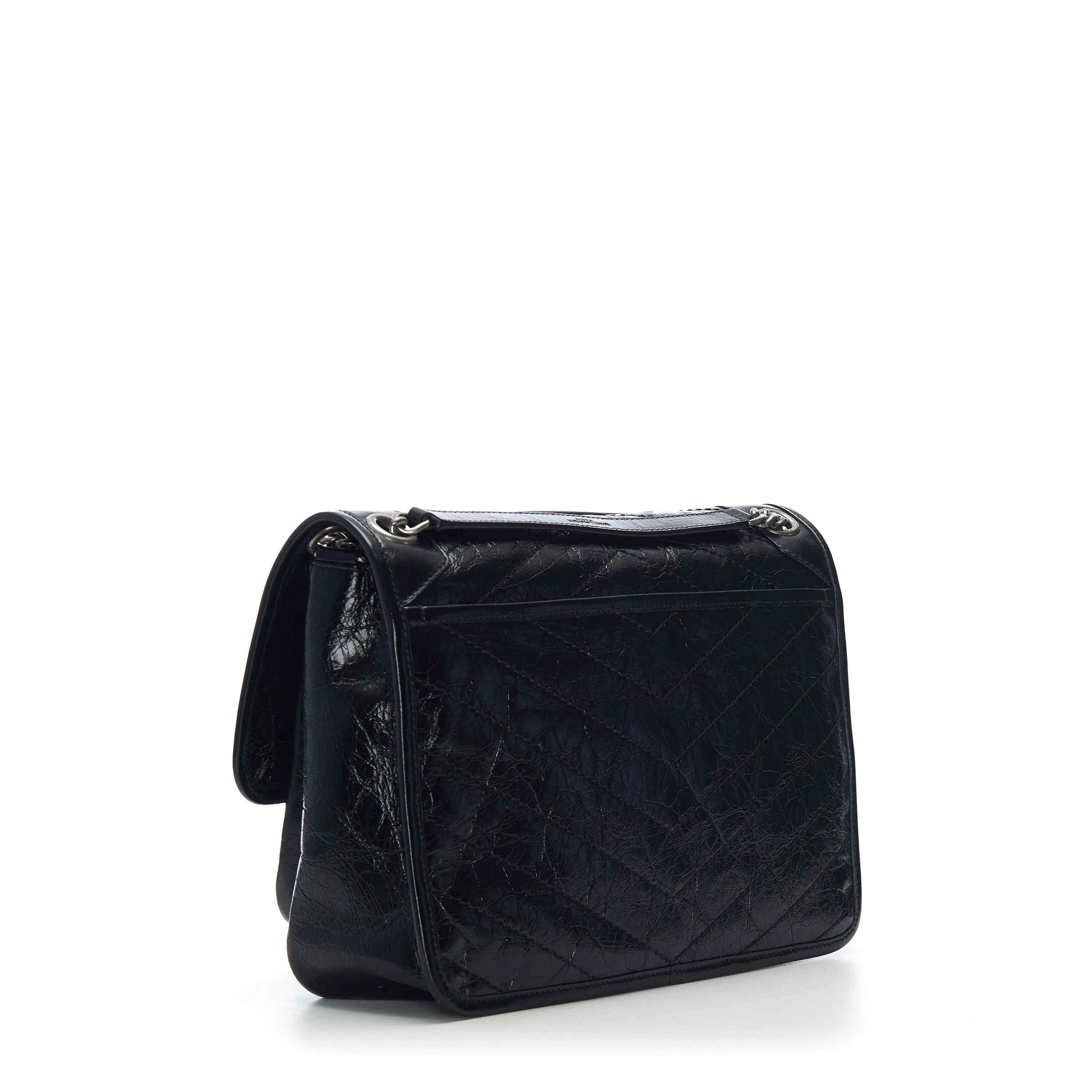 Black Vintage Leather Niki Bag - Medium, Chain Strap, YSL