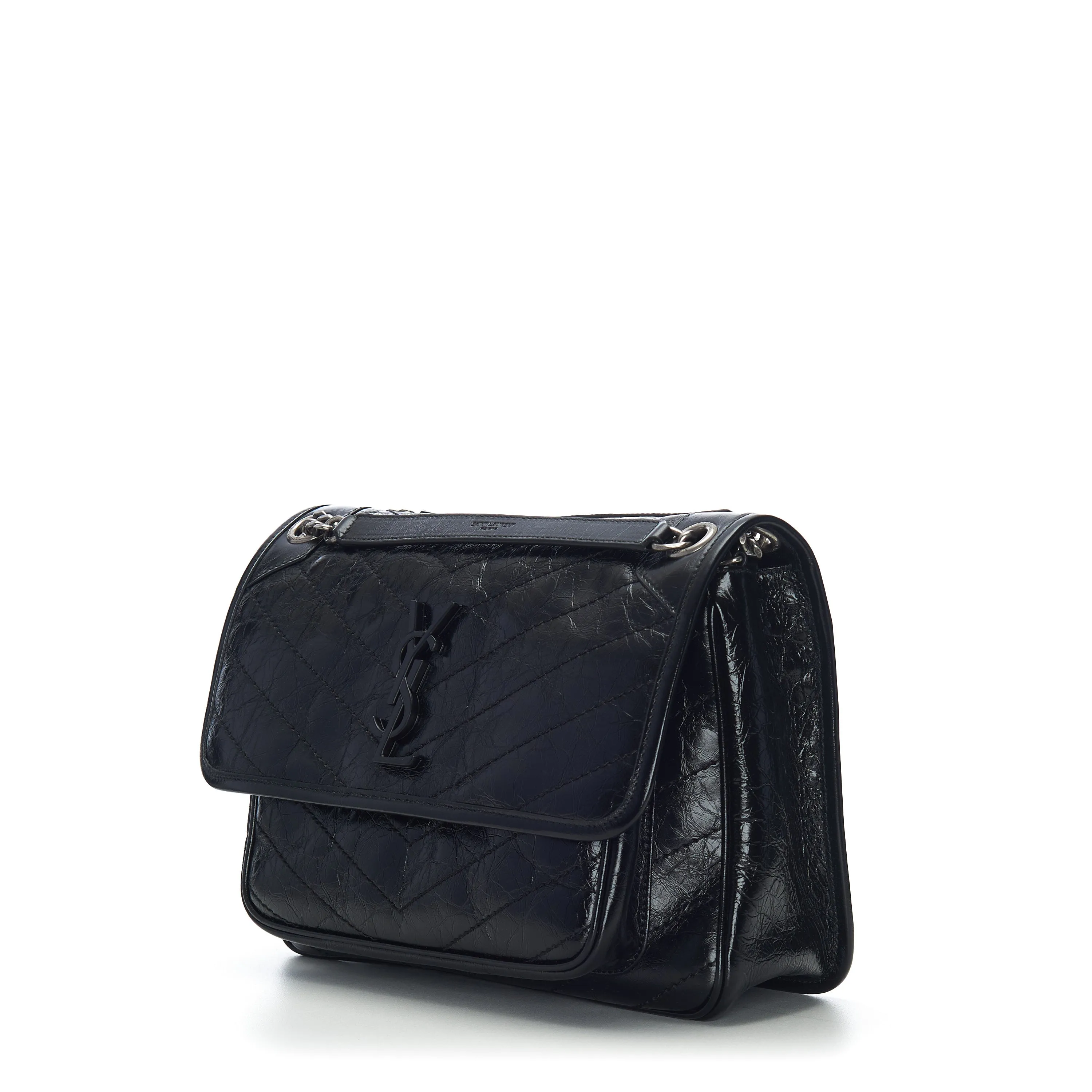 Black Vintage Leather Niki Bag - Medium, Chain Strap, YSL