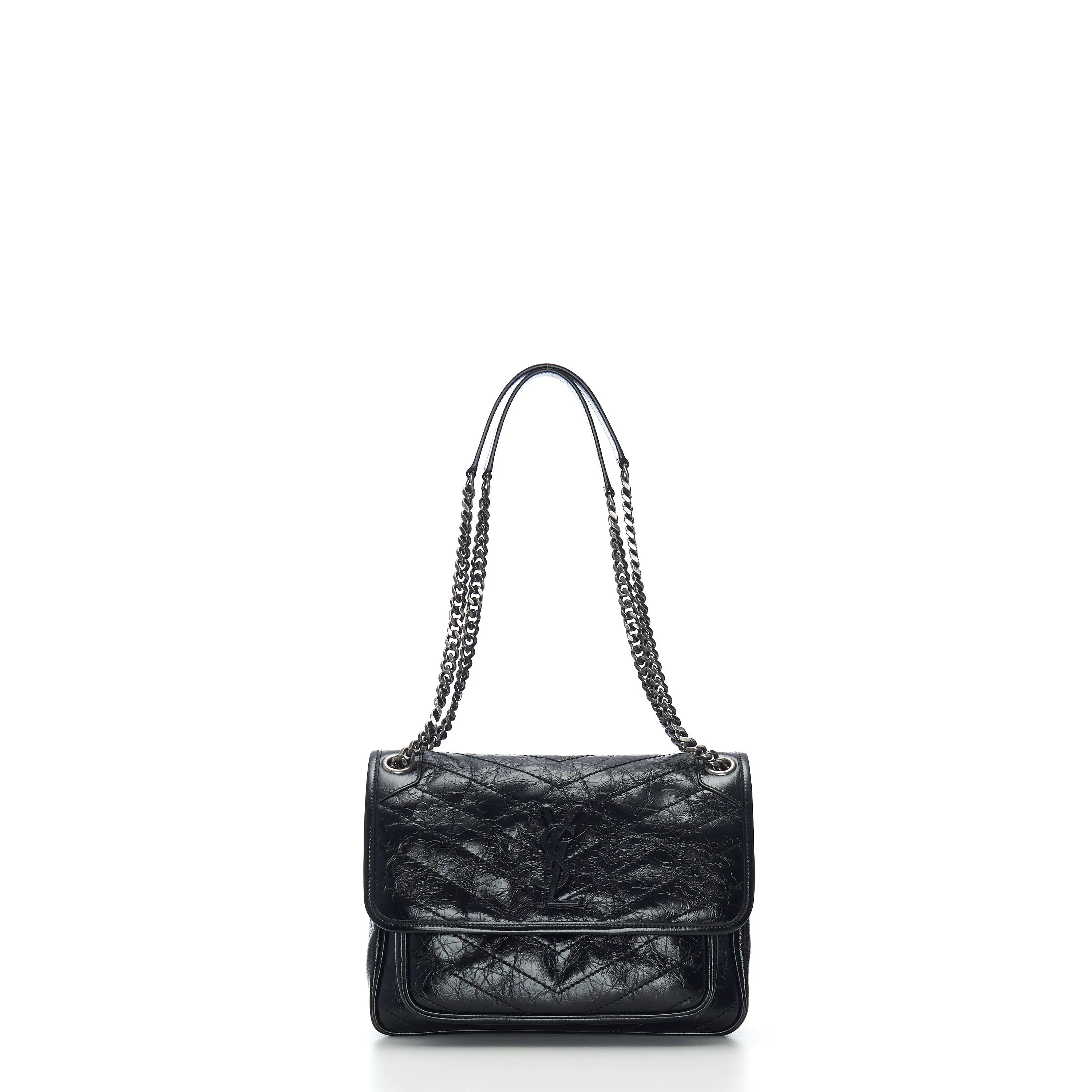 Black Vintage Leather Niki Bag - Medium, Chain Strap, YSL