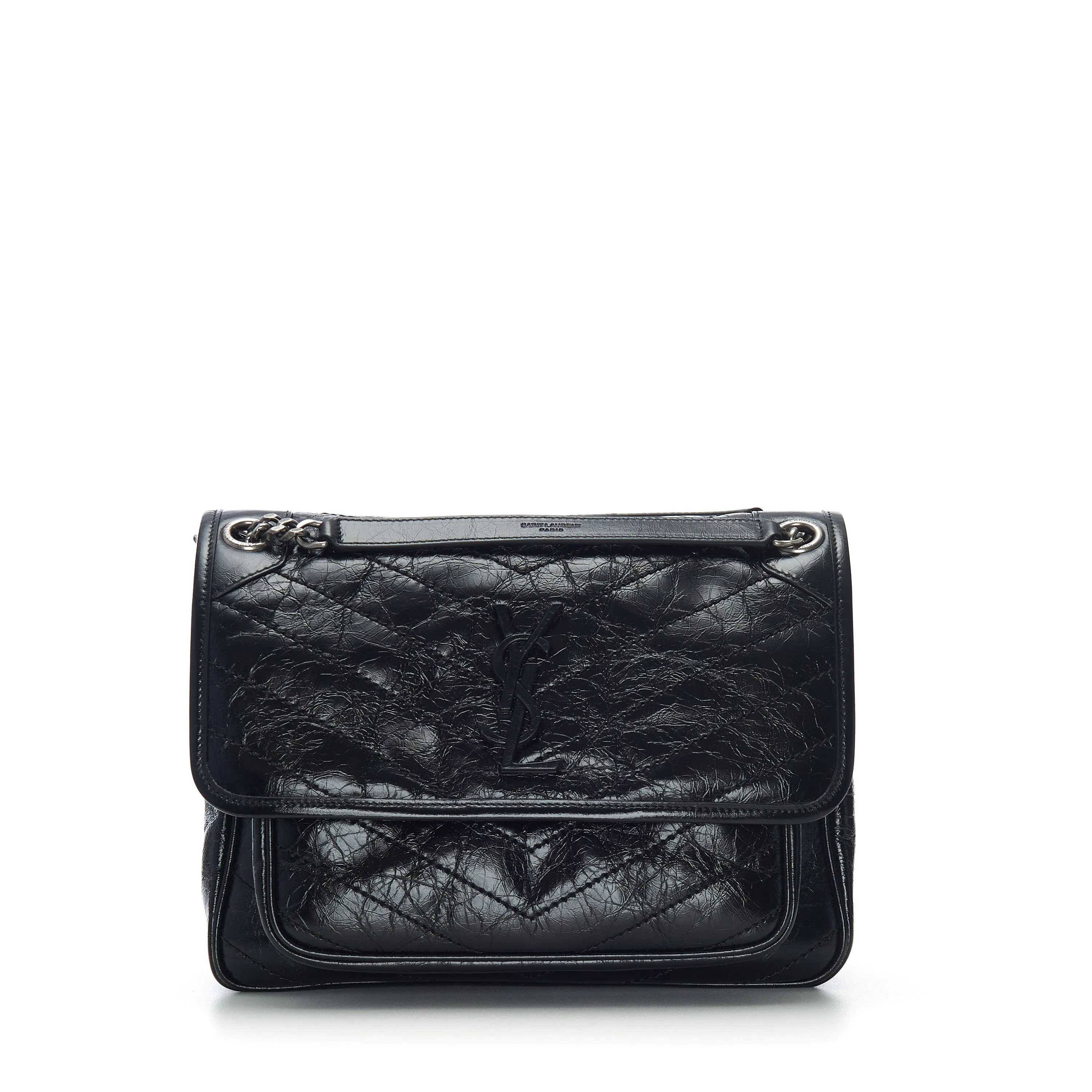 Black Vintage Leather Niki Bag - Medium, Chain Strap, YSL