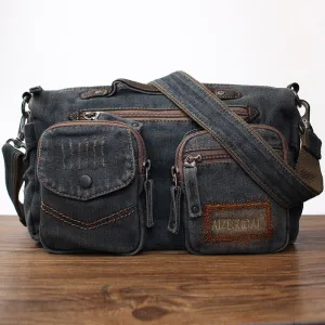 Blue Denim Side Bag Mens Denim Messenger Bag Vintage Denim Crossbody Bag For Women