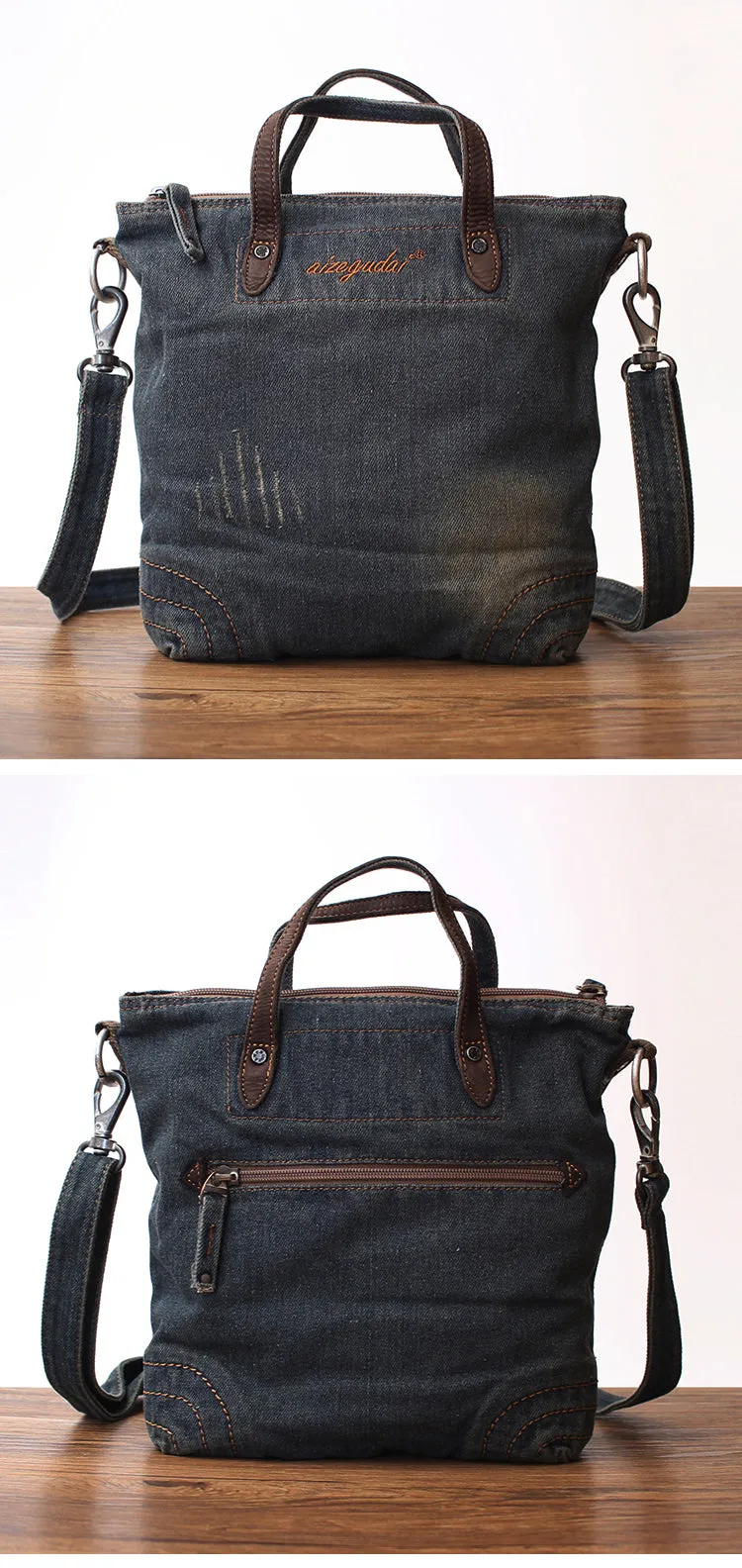 Blue Denim Womens Small Tote Bags Denim Small Tote Side Bags Vintage Small Crossbody Bag For Women