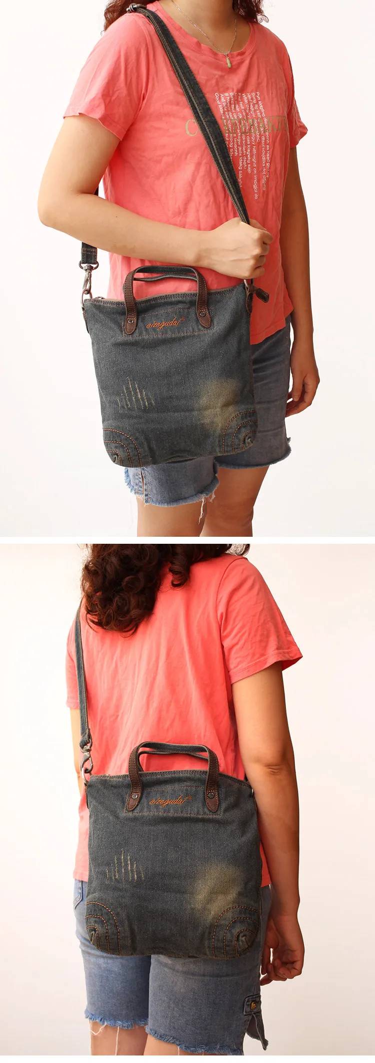 Blue Denim Womens Small Tote Bags Denim Small Tote Side Bags Vintage Small Crossbody Bag For Women