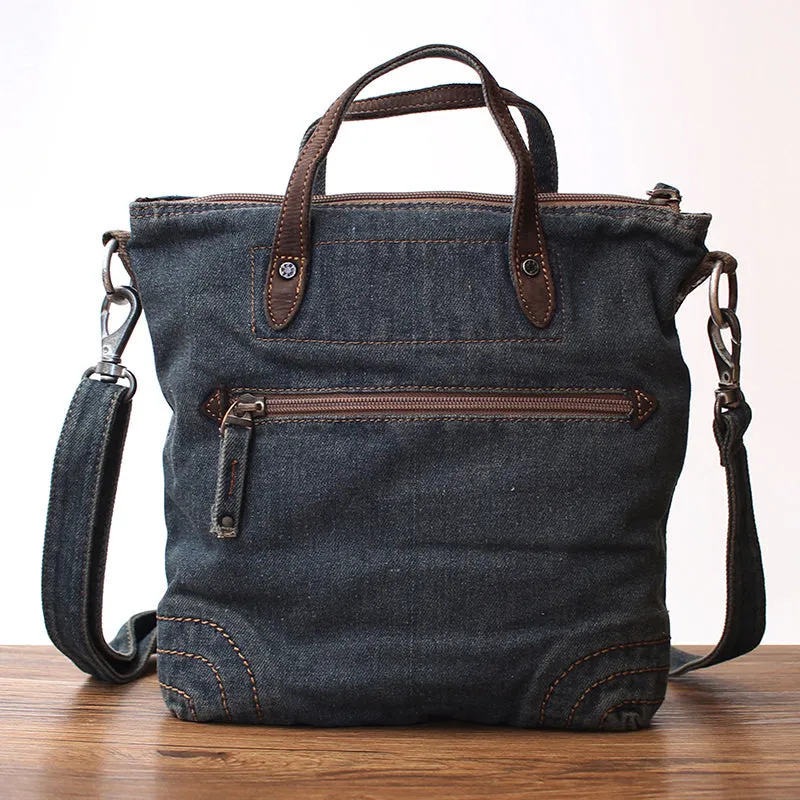 Blue Denim Womens Small Tote Bags Denim Small Tote Side Bags Vintage Small Crossbody Bag For Women