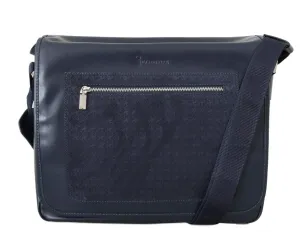 Blue Leather Messenger Shoulder Bag