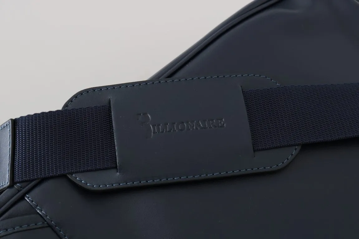 Blue Leather Messenger Shoulder Bag
