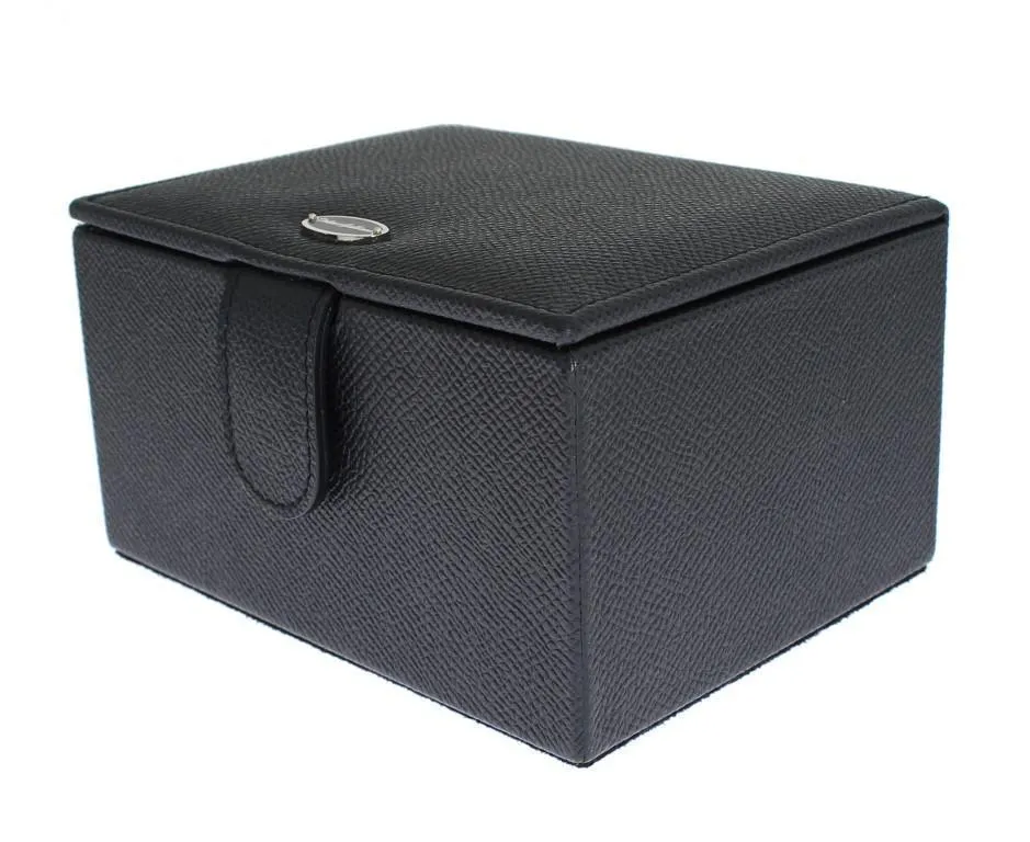 Blue Leather Unisex Two Watch Case Cover Box Storage