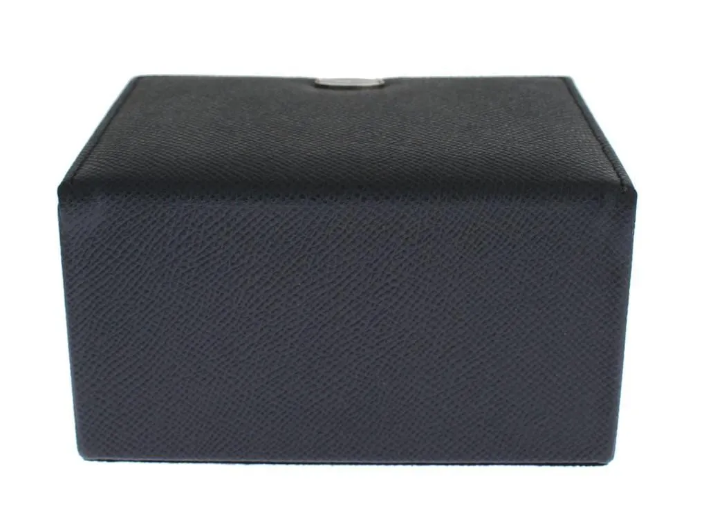 Blue Leather Unisex Two Watch Case Cover Box Storage