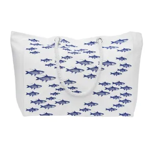 Blue School Of Fish Coastal Boat Tote Bag