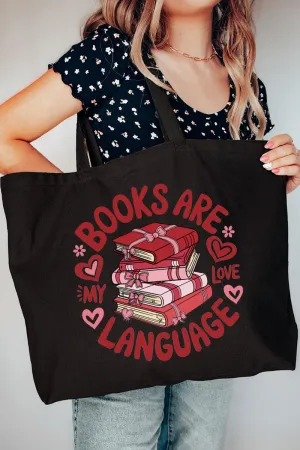 Books Are My Love Language Canvas Jumbo Tote