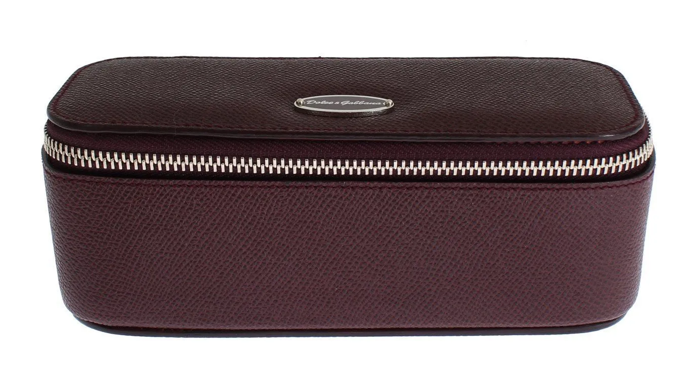 Bordeaux Leather Jewelry Sunglasses Case Box Organizer