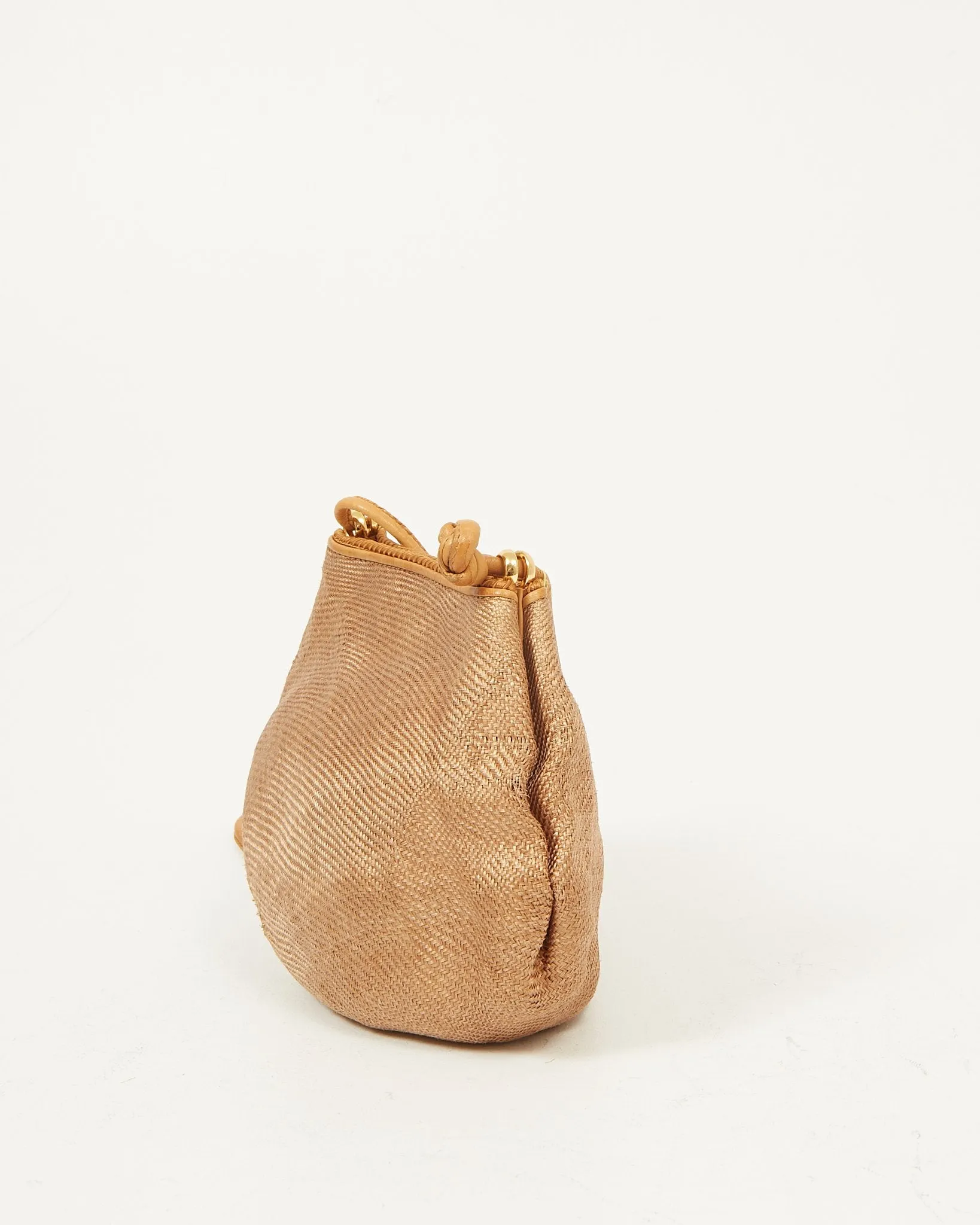 Bottega Brown Vintage Raffia Crossbody Bag