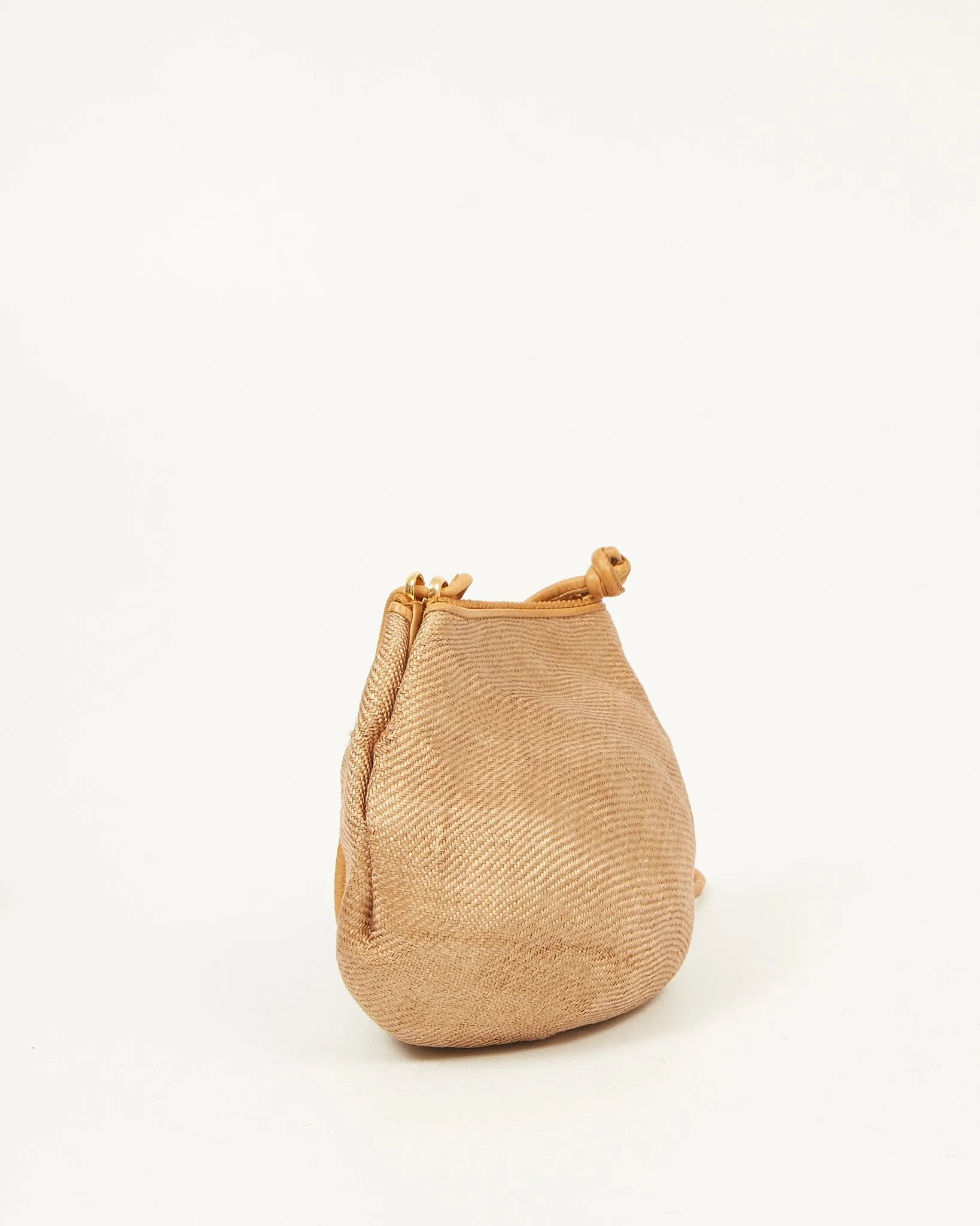 Bottega Brown Vintage Raffia Crossbody Bag
