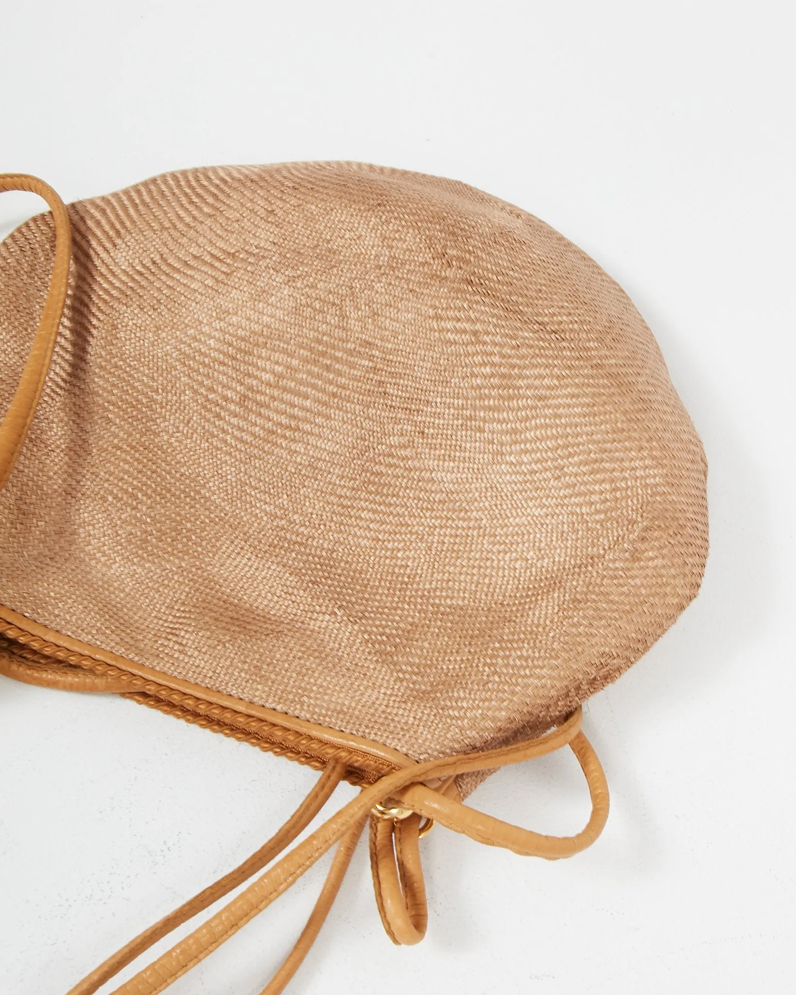 Bottega Brown Vintage Raffia Crossbody Bag